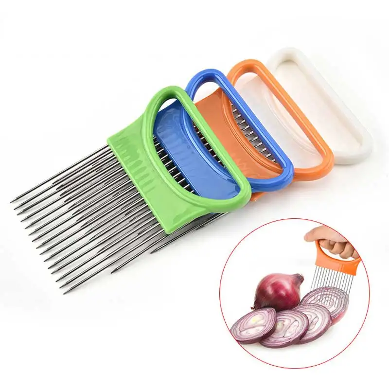 Shrendders & Slicers Onion Cutter Vegetables Slicer Tomato Cutting Aid Holder Guide Slicing Kitchen Accessories Gadgets - الصورة 2