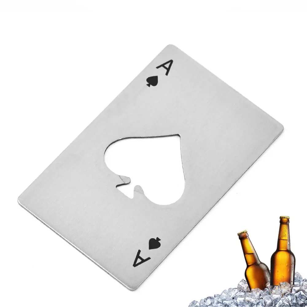 2PCS Spades A bottle opener poker shaped stainless steel bottle opener beer opener multif unctional Home Gadgets Kitchen Tools - الصورة 2