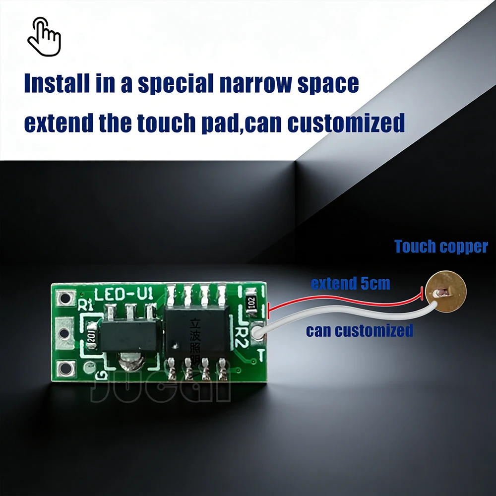 Mini Touch Sensor Dimmabble Pushbutton Smart Home Switch Controller for DC3.7-24V Closet Hallway LED Strip Switch PCB - الصورة 3