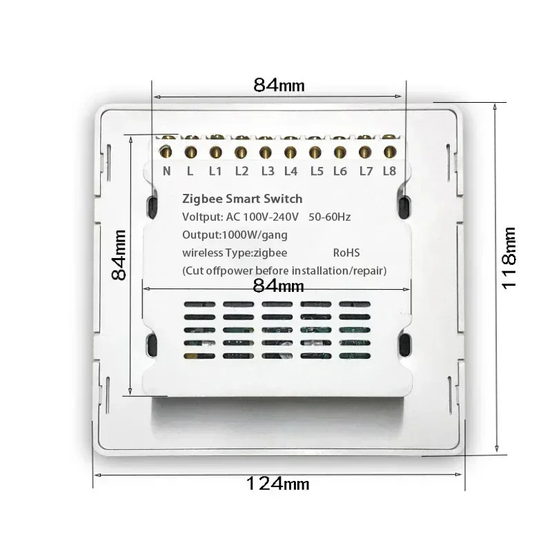 Brazil Tuya Zigbee Light Switch Touch Sensor Panel Tuya Smart Life Neutral Wire 4/6/8 Gang Remote by Alexa Dot Google Home - الصورة 4