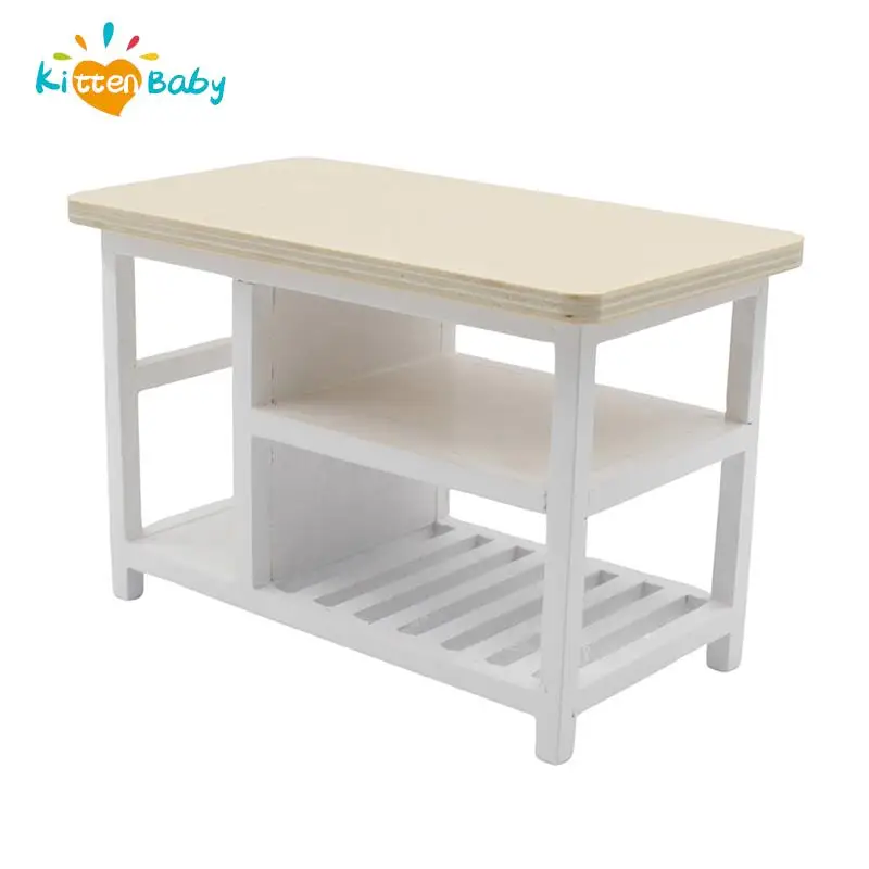 1/12 Doll House Furniture Miniature Wooden Console Table Cabinet Kitchen Room Sideboard Bathroom Living Room Shelf For Dollhouse