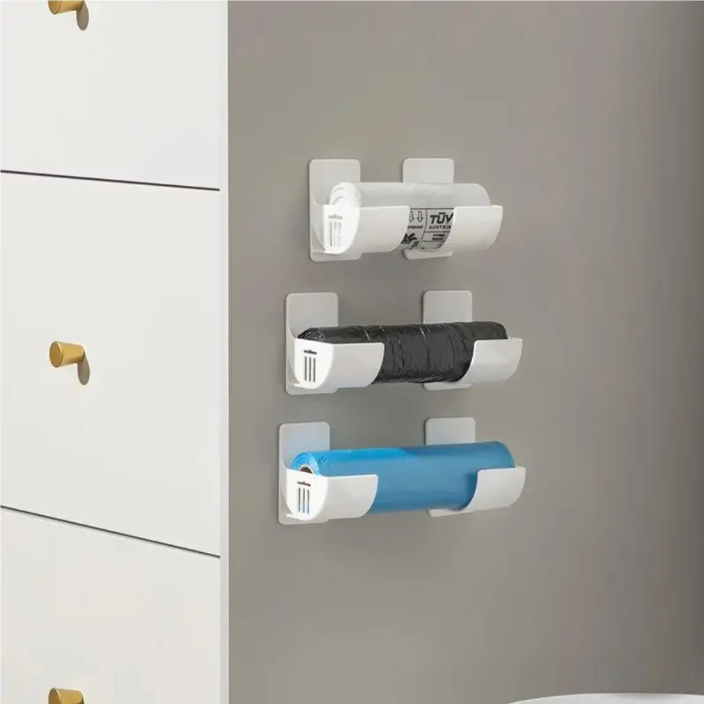 Adjustable Self-adhesive Kitchen Storage Shelf, Plastic Wall Storage Shelf for Plastic Wrap, Aluminum Foil, Towels and Bags2025
