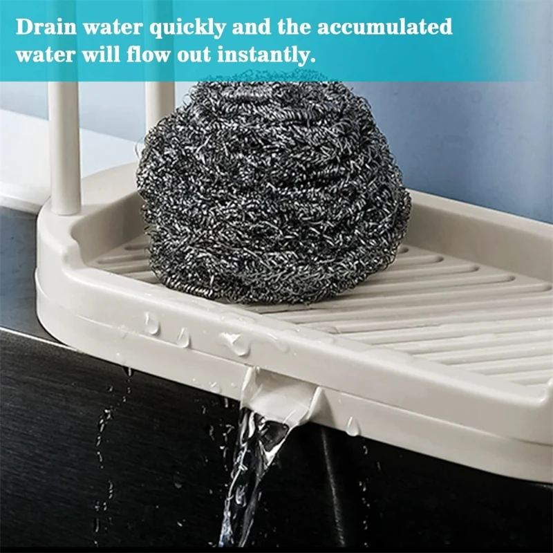 Kitchen Rag Drain Stand Kitchen Accessories Sink Drainage Shelf Sink Drain Storage Basket for Sponge Rag Wire Ball 1/2/3PCS - الصورة 6