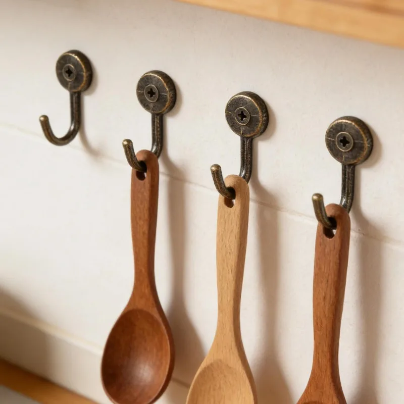 Mini Zinc Alloy Wall Hooks with Screws Heavy Duty Wall Mounted Hook for Kitchen Bathroom Coat Towel Hanging Hangers Organizer - الصورة 3