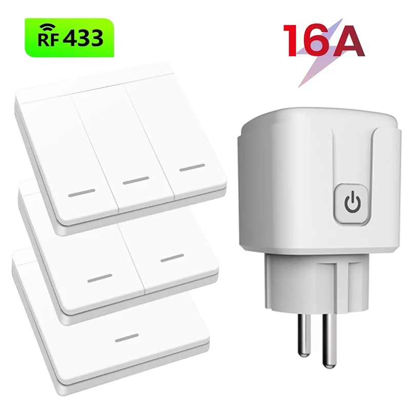 16A Wireless Socket Remote Control Switch EU Plug Electrical Outlet 1/2/3Gang Smart Lighting Switch for Home Appliance Lamp