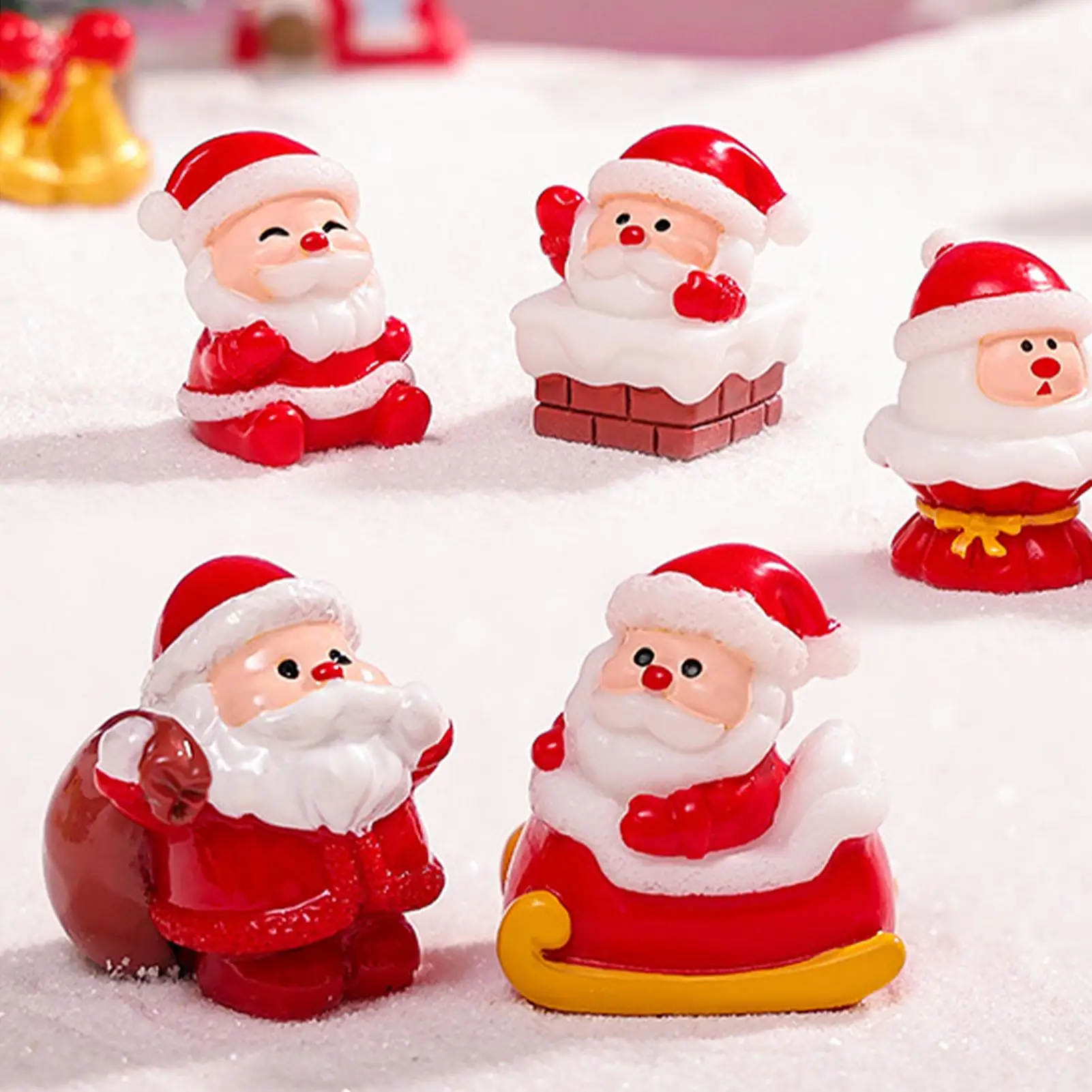 Mini Santa Figure Miniature Tabletop Christmas Decor Collectible Santa Claus Ornament For Bedside Shelf Kitchen Dining Table Car - الصورة 2