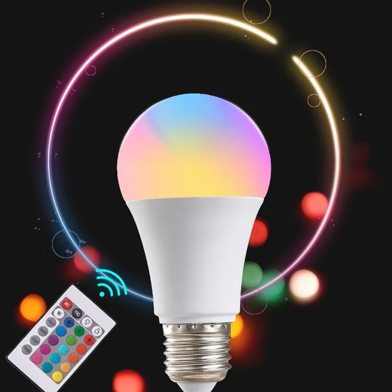 E27 RGB LED Light Bulb IR Remote Control RGBW Color Changing Smart Bulb AC 220V 230V for Home Party Decoration - الصورة 5