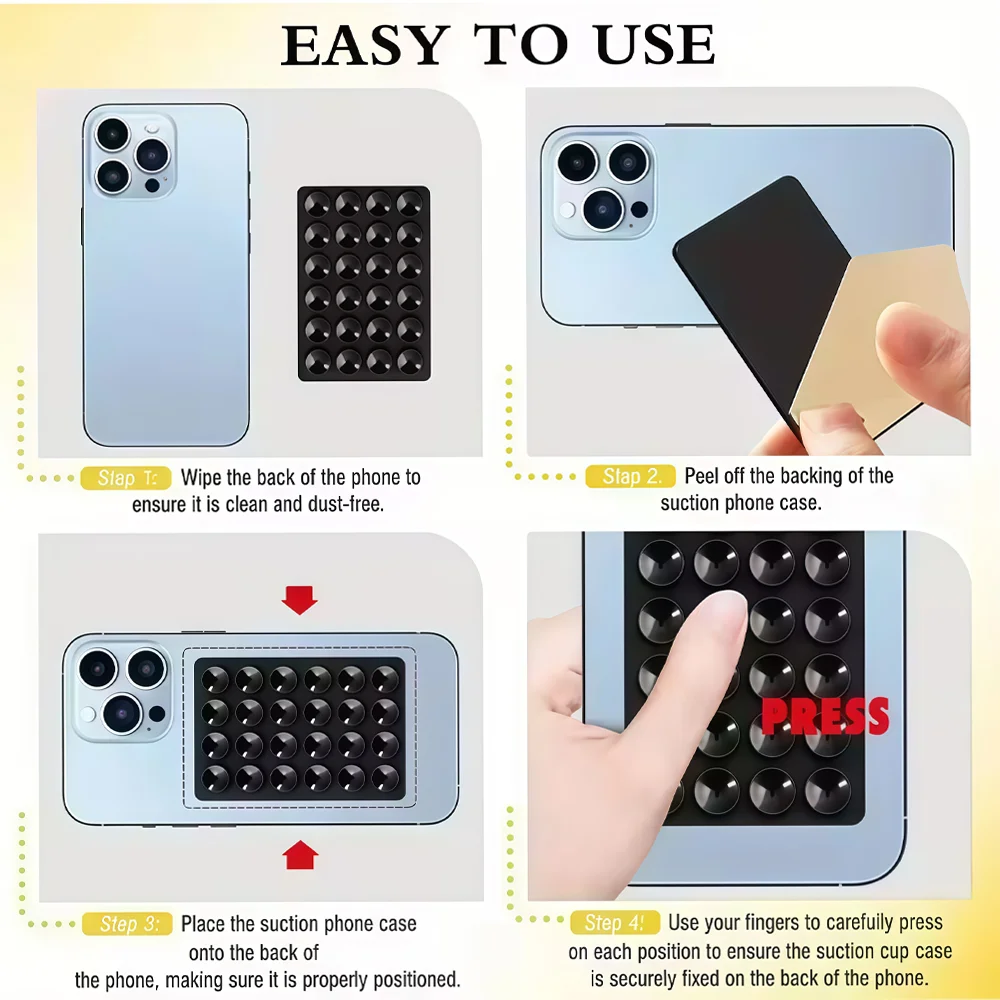 1pc Adhesive Backing Silicone Suction Phone Case Mount Non Slip Suction Cup Phone Stand Holder for Selfies and Videos - الصورة 6
