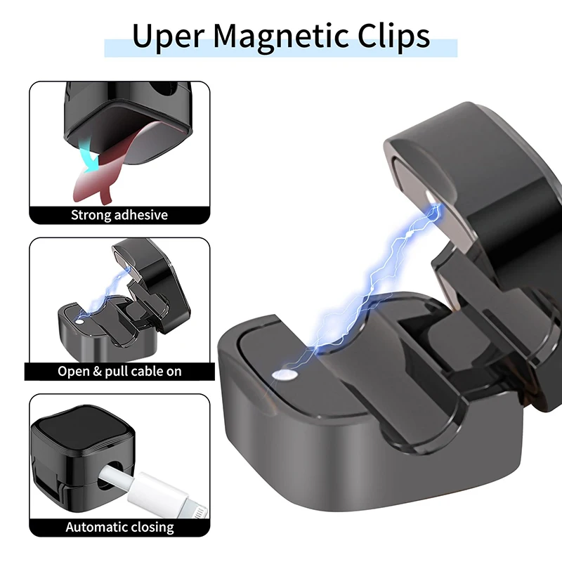 Magnetic Cable Organizer Cables Clips Adjustable Cord Holder Under Desk Cable Management Wire Keeper Home Office Kitchen Gadgets - الصورة 2