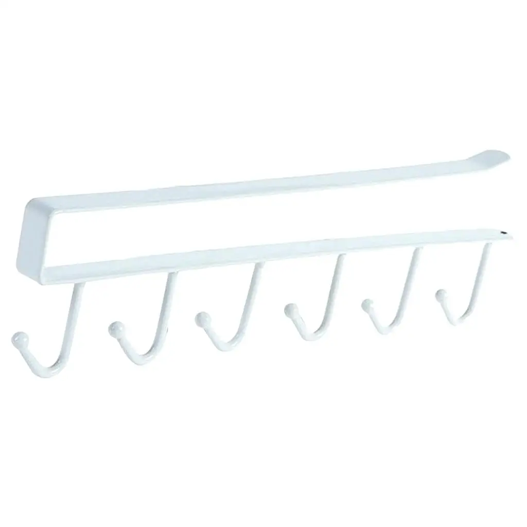 6 Hooks under Holder, Multi-functional Kitchen Utensil Shelf for