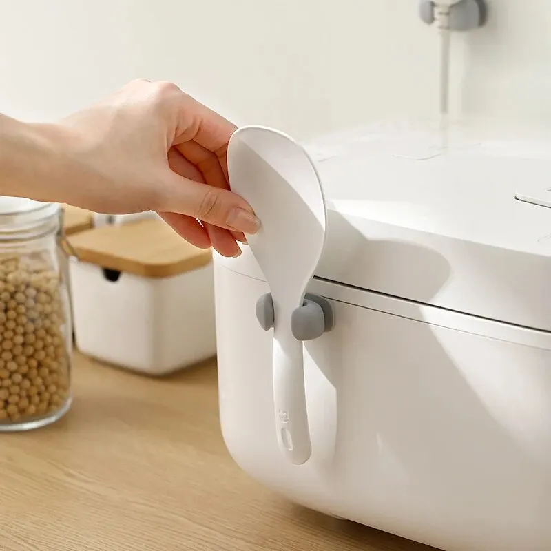 Rice Spoon Holder Silicone Storage Rack, Kitchen Wall-Mounted Cooker Spoon Shelf, Placement Rack - الصورة 5