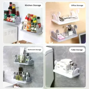 Creative Plastic Swan Shelf Self-Adhesive White/Grey Floating Shelf No Punch Wall Mounted Bathroom Storage Rack Kitchen