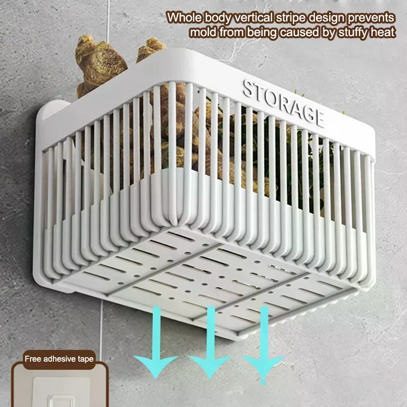Wall Mounted Kitchen Storage Basket Bathroom Shelf Durable Storage Of Spices Garlic Onions And Vegetables High Quality - الصورة 2