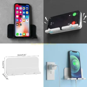 Wall Mount for Smart Phone Holder Stand with Charging Hole Self-Adhesive for Key Hanging Rack Storage Towel Hook Shelf best sale