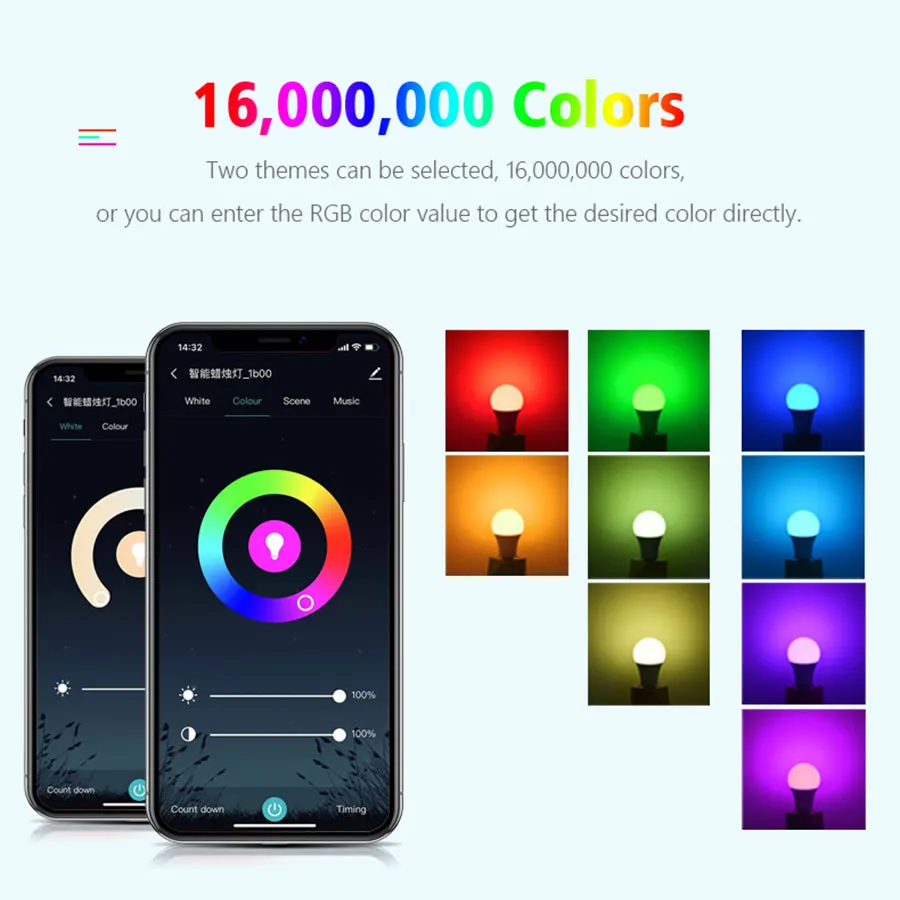 Smart WiFi E14 Candle Light Tuya / Smart Life App 220V 5W 7W 9W LED Bulb Supports Alexa Google Home Color Changeable Room Decor - الصورة 2