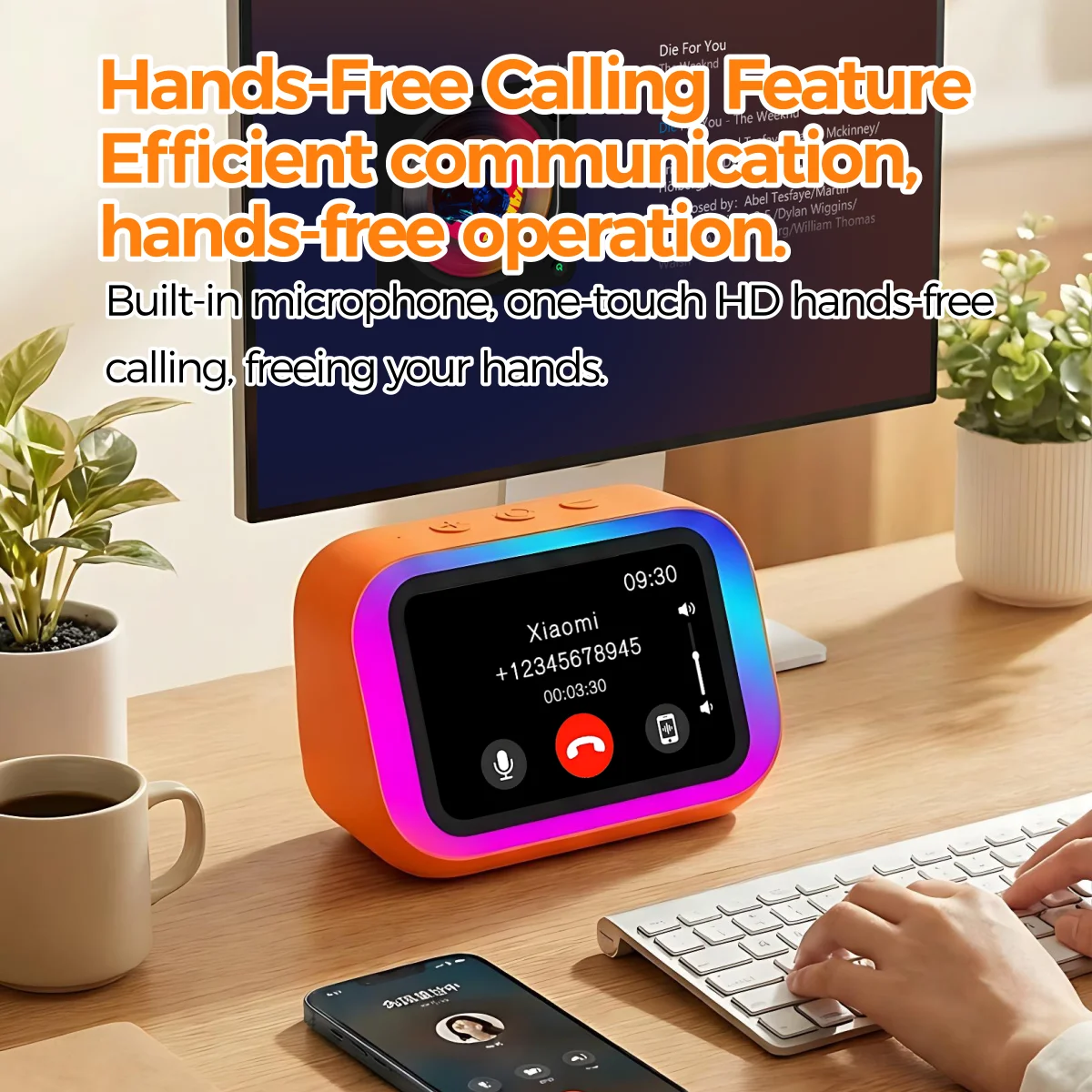 AI Bluetooth Speaker 5.4 AI voice assistant HD Touch Screen Display Electronic Album Alarm Clock Hands-free Calling - الصورة 6