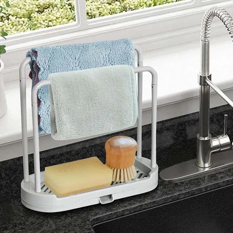 Kitchen Rag Drain Stand Kitchen Accessories Sink Drainage Shelf Sink Drain Storage Basket for Sponge Rag Wire Ball 1/2/3PCS - الصورة 2
