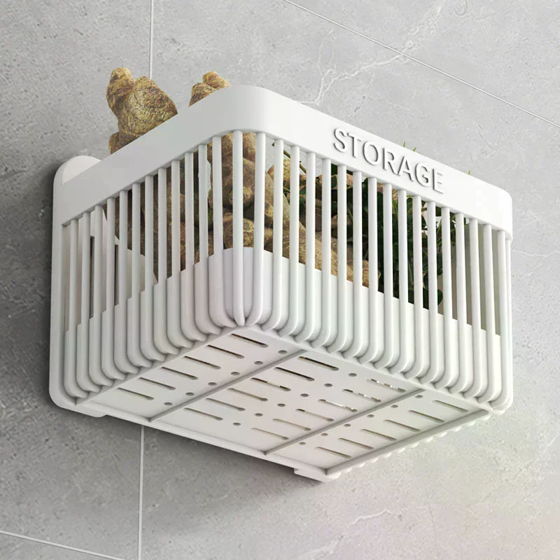 Wall Mounted Kitchen Storage Basket Bathroom Shelf Durable Storage Of Spices Garlic Onions And Vegetables High Quality - الصورة 4