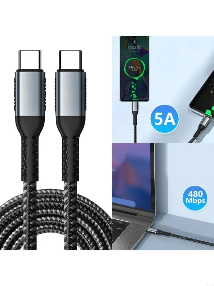 F42D Efficient 100W USB C to USB C Charging Line Male Type C Data Cable Power Cord Wire for Home Office and Travel Needs