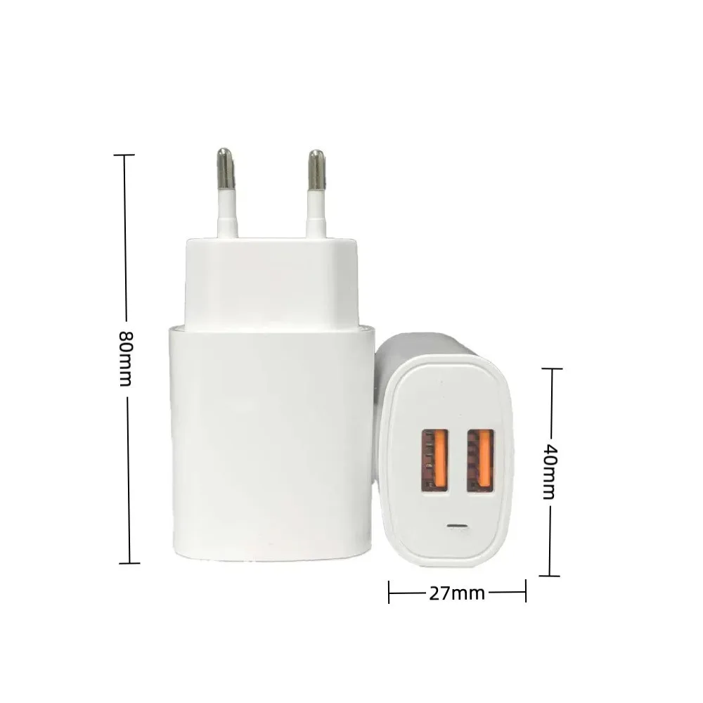 Charger, EU charger, 12W charger, dual USB charger, 5V 2.4A adapter, LED charger, power supply, desk lamp charger, camera power - الصورة 5
