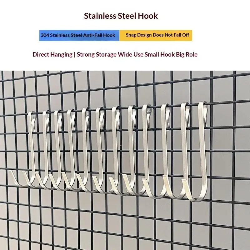 6pcs Snap On Clip Hooks Heavy Duty Wire Shelf Hanging Clips For Storage Racks Grate Shelf Organize Kitchen Laundry Room - الصورة 2