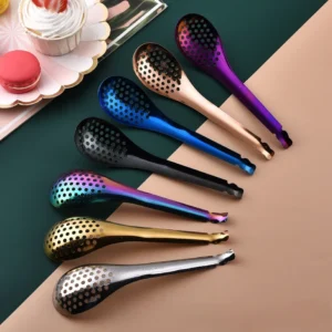 410 Stainless Steel Kitchen Spoon With Holes Cuisine Caviar Builder Roe Sauce Strainer Spoon Durable Kitchen Cooking Gadgets