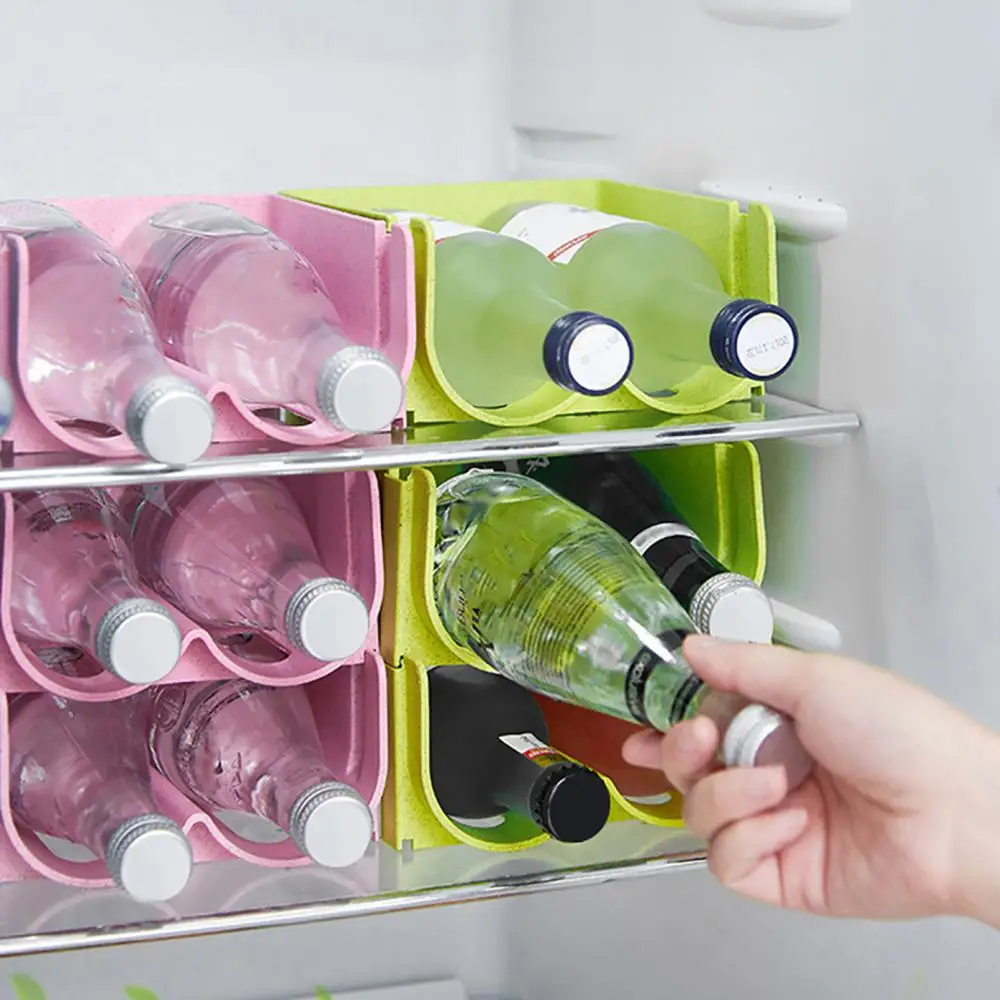 1PC Refrigerator Can Beer Wine Bottle Holder Rack Anti-skid Hollow Design PP Stackable Can Storage Stand for Kitchen Organizer - الصورة 5