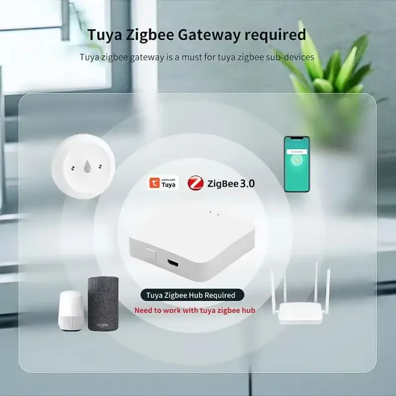 Tuya ZigBee 3.0 Water Leak Detector Smart Flood Sensor App Remote Monitor for Kitchen/Bathroom with Home Assistant Zigbee2mqtt - الصورة 2