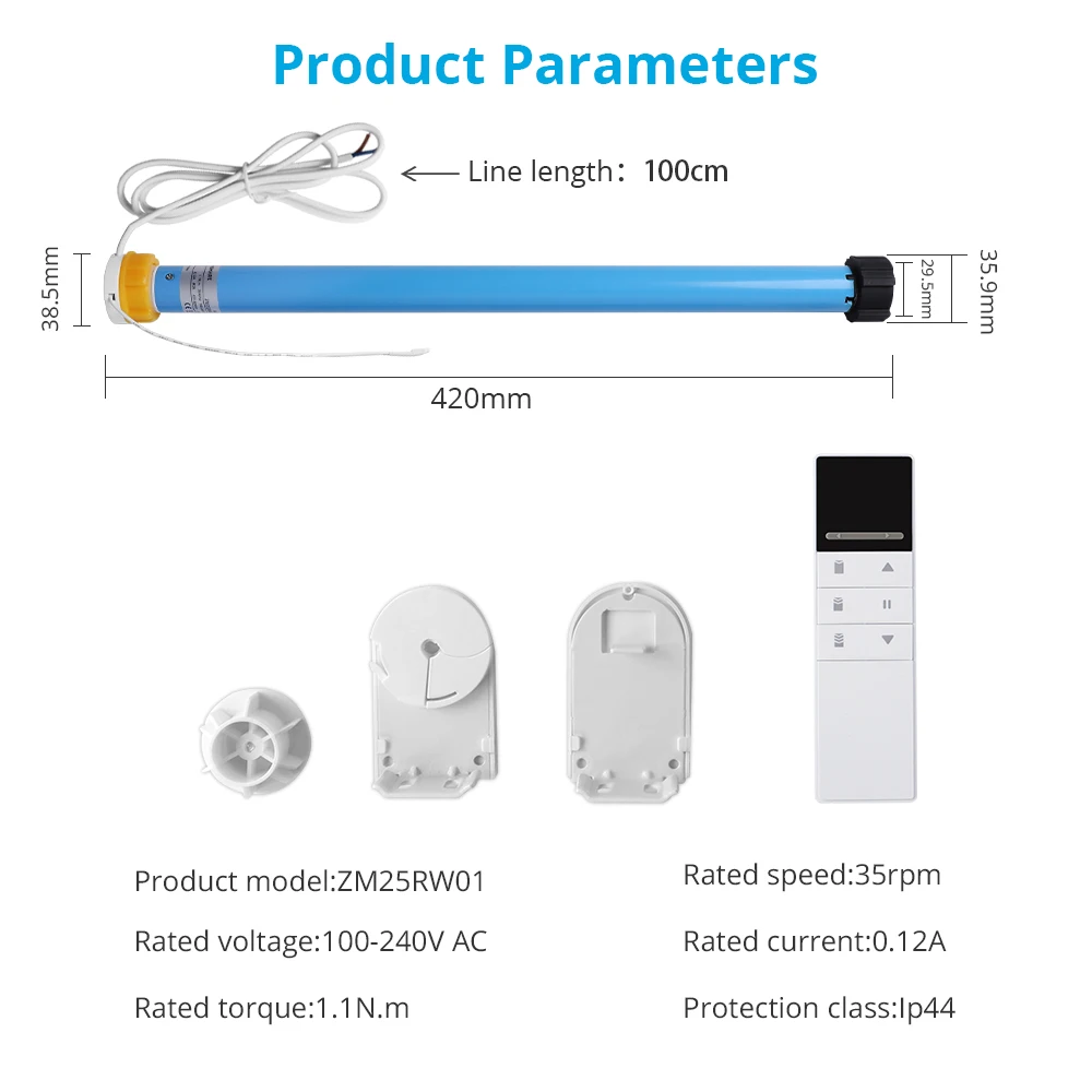 Zemismart WiFi Electric Roller Blind Motor Automatic enginer for 37mm 38mm Tube Work with Tuya Alexa Google Home Voice - الصورة 6