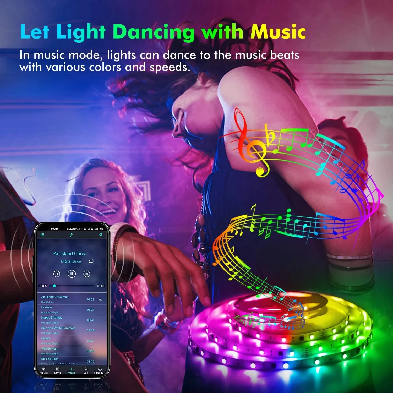 USB LED Strip Light Smart Bluetooth APP Control RGB Flexible LED Strip Color Change For TV background Party Home Decor Lighting - الصورة 2