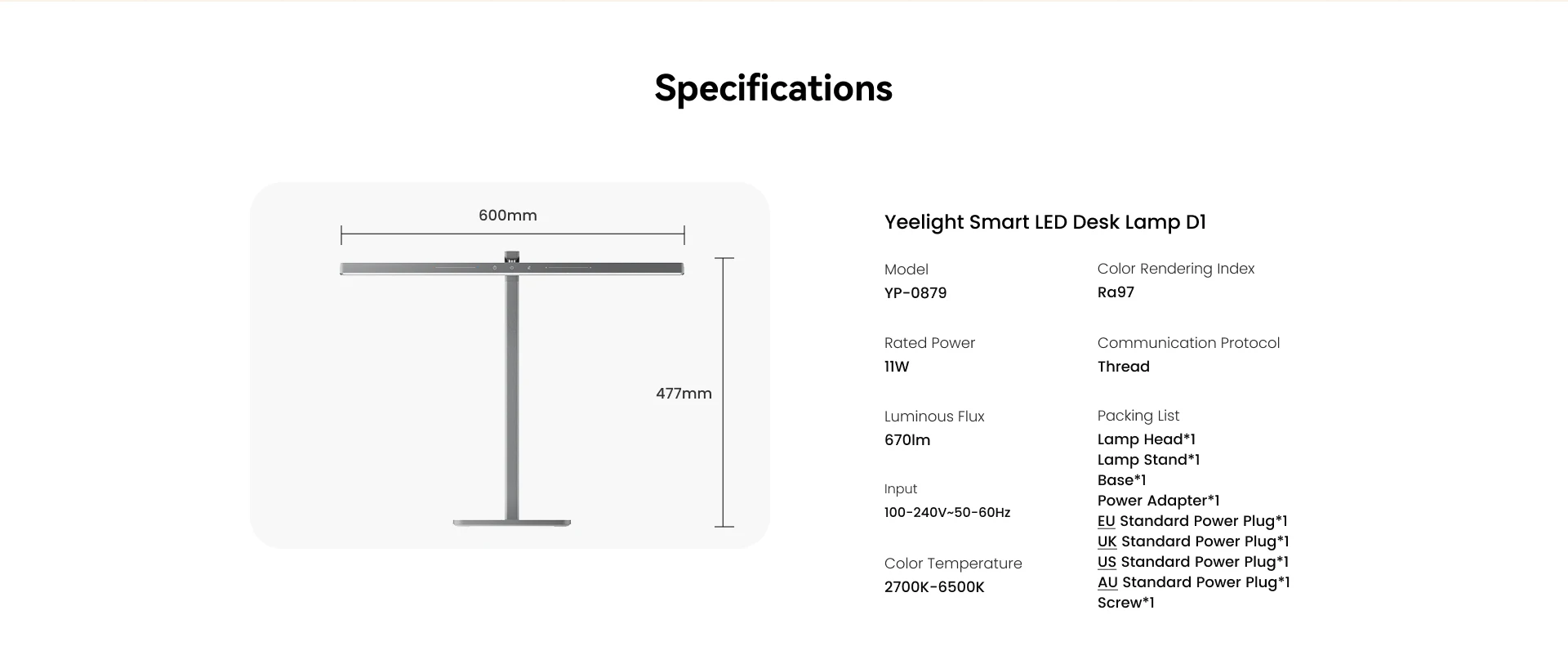 Yeelight Smart LED Bedside Lamp D1 2700K-6500K Smart Night Light Stepless Dimming Ra97 High CRI Focus Mode For Office Study - الصورة 6