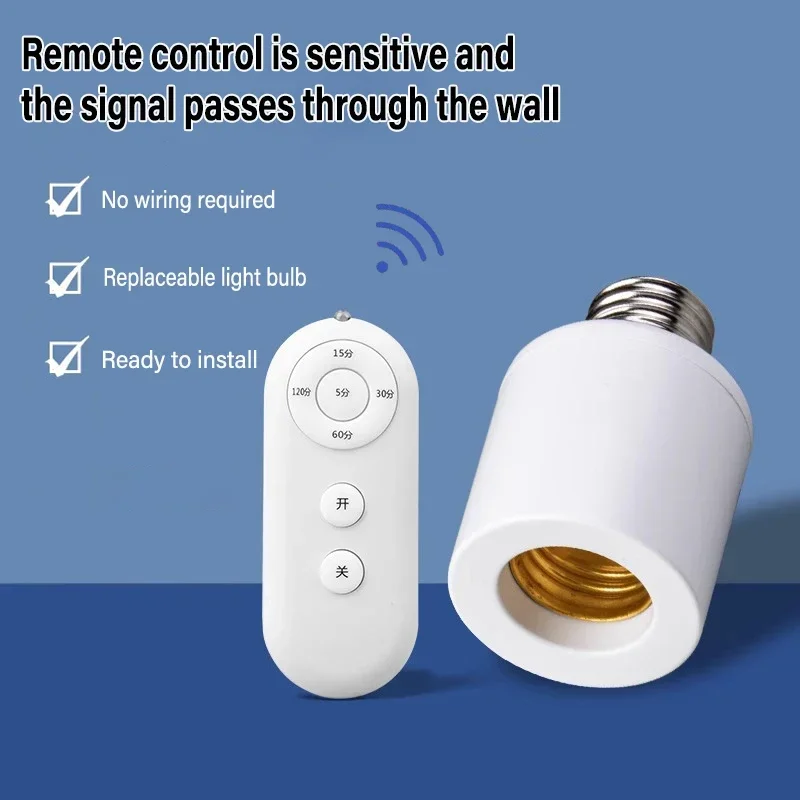 E27 LED Lamp Base Smart Wireless Remote Control Switch Timer Switch AC110-240V Socket Base Adapter ON/OFF Smart Home Automation - الصورة 2