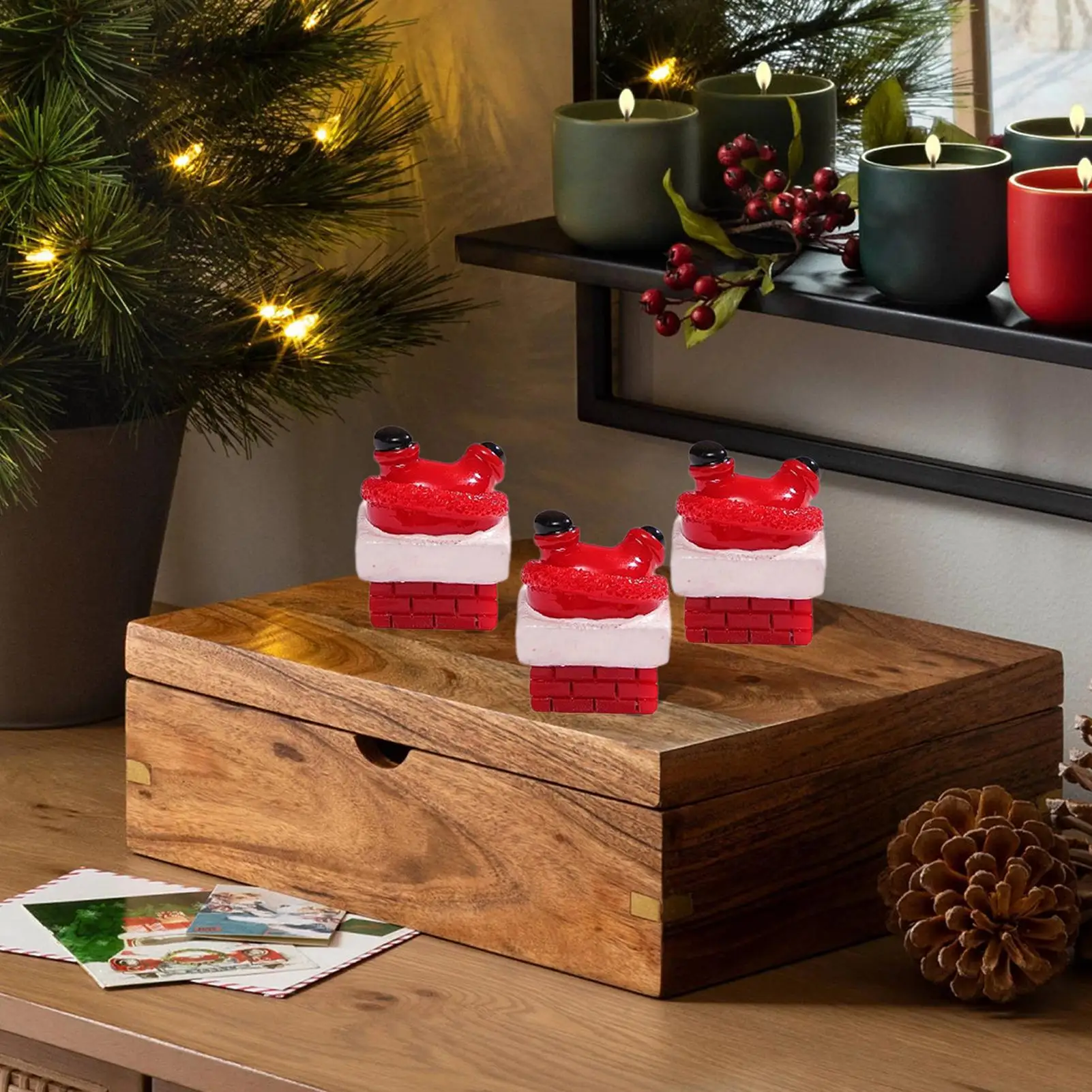 Mini Santa Figure Cute Christmas Desktop Decor Collectible Santa Claus Ornament For Bedside Shelf Kitchen Dining Table Car - الصورة 3