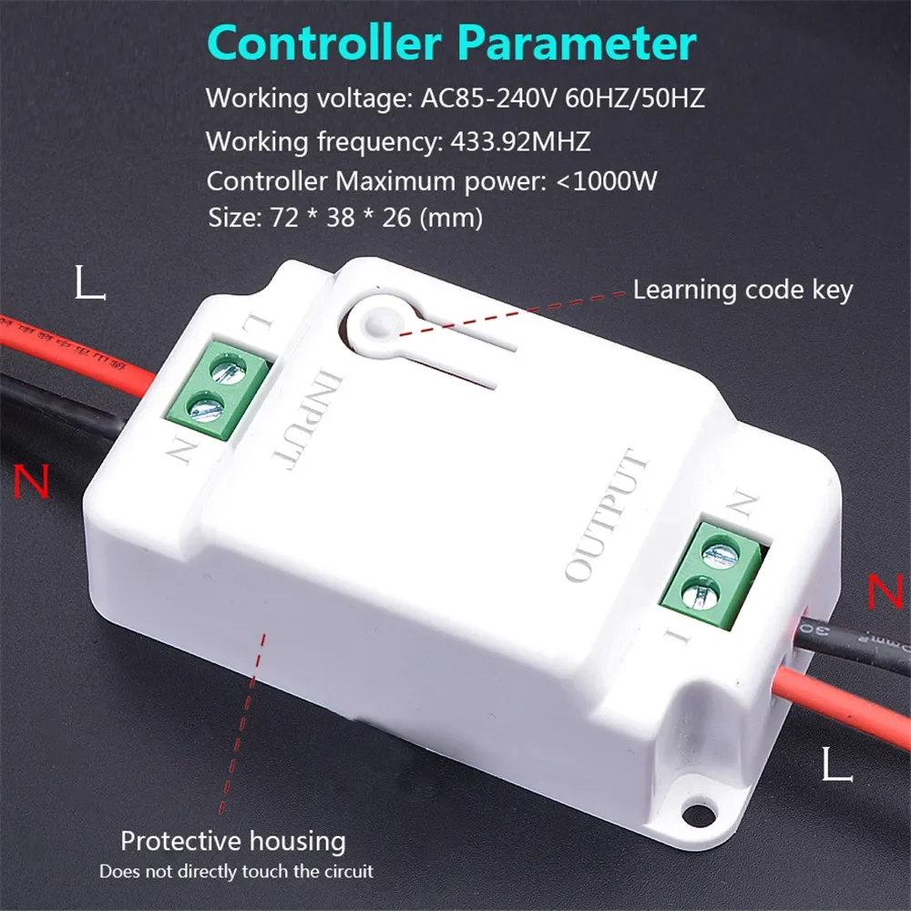 1/2/3 gang 433Mhz smart push Wireless Switch Light RF Remote Control 110V 220V Receiver home Wall button Ceiling Lamp - الصورة 5