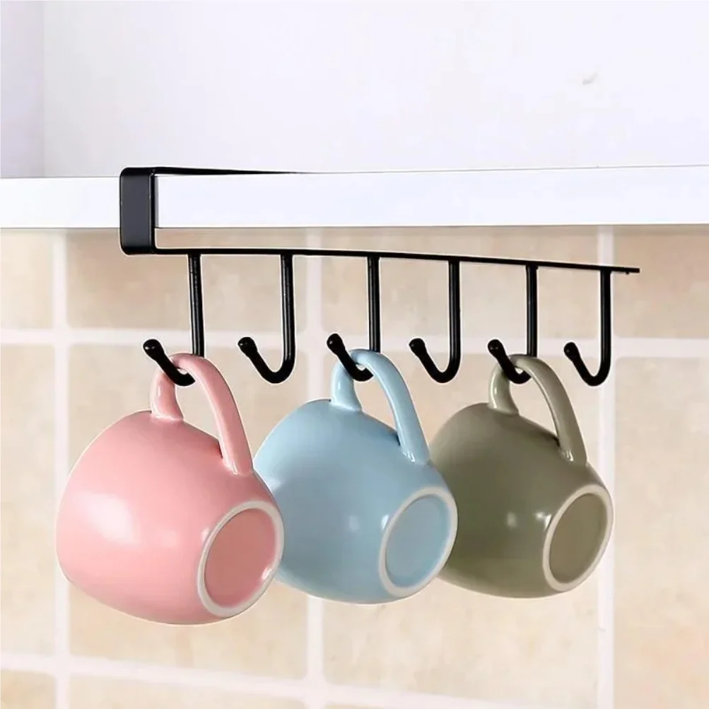 1pcs Kitchen Shelf Storage Clothes Hanging Organizer Cup Holder Glass Mug Holder 6 Hooks Storage Rack Kitchen Accessories - Image 5