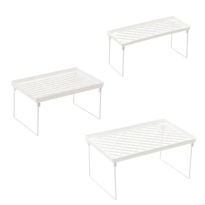 LXAF Stacking Cabinet Shelf Stackable Foldable Stand Rack Space Saving Shelf for Kitchen Bathroom Pantry Cupboard Home Office - الصورة 4