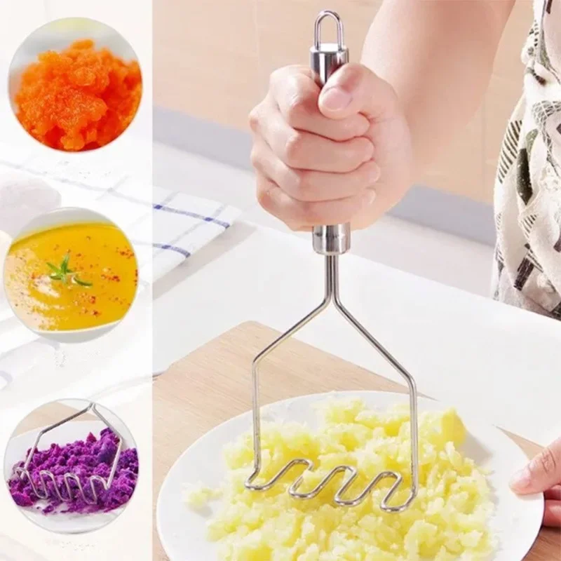 Stainless Steel Potato Masher Manual Fruit Vegetable Pressure Mud Machine Kitchen Children Food Crusher Complementary Gadget - الصورة 3