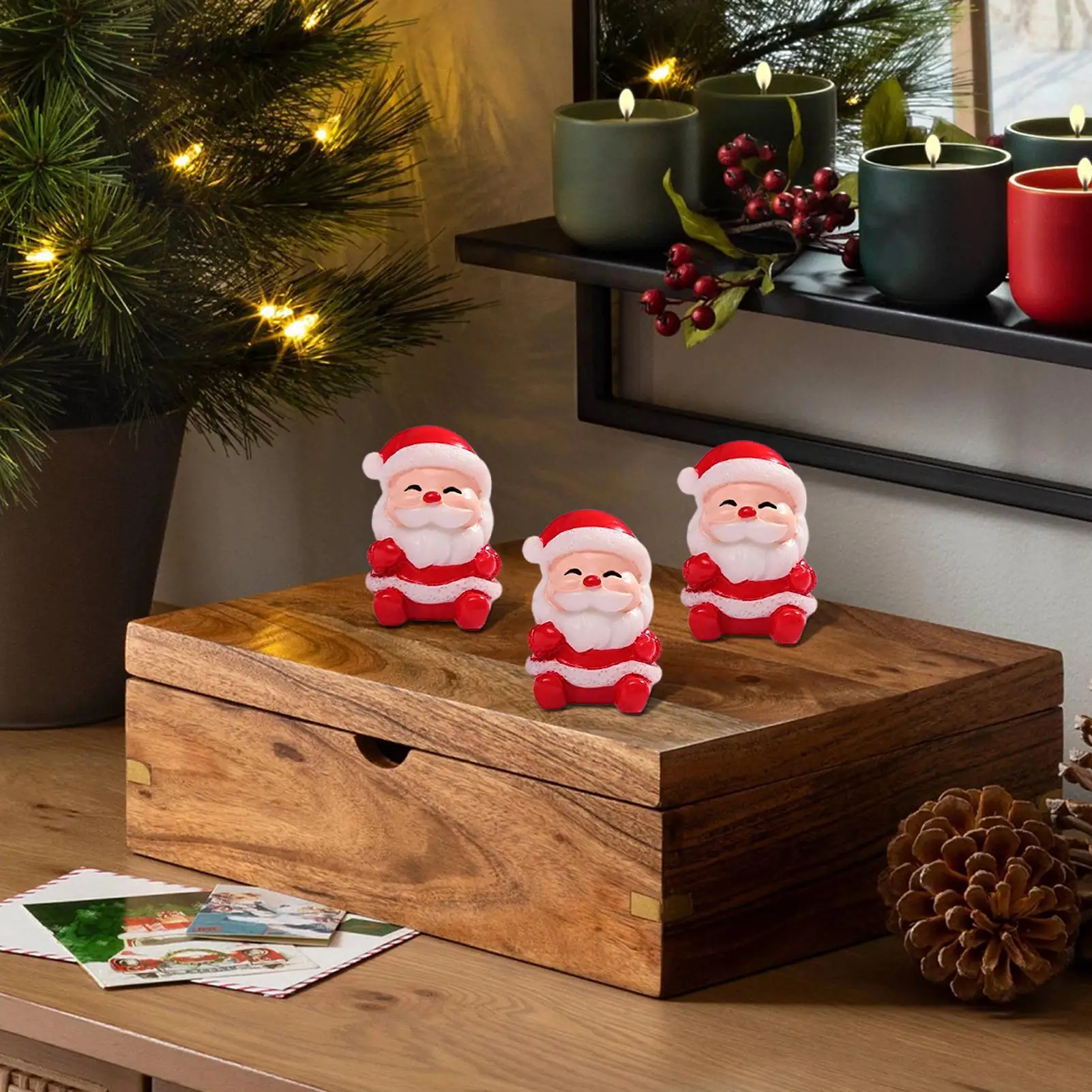 Mini Santa Figure Cute Christmas Desktop Decor Collectible Santa Claus Ornament For Bedside Shelf Kitchen Dining Table Car - الصورة 2