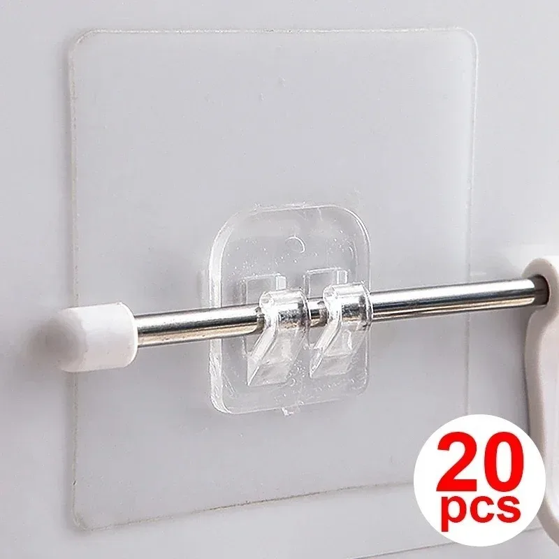 5-20pc Transparent Self Adhesive Claw Buckle Hook Door Wall Hanger Under Wire Shelf Rack Hanger Holder for Kitchen Bathroom Hook - الصورة 3