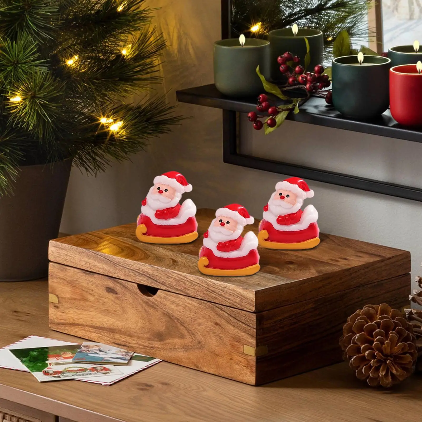Mini Santa Figure Miniature Tabletop Christmas Decor Collectible Santa Claus Ornament For Bedside Shelf Kitchen Dining Table Car - الصورة 4