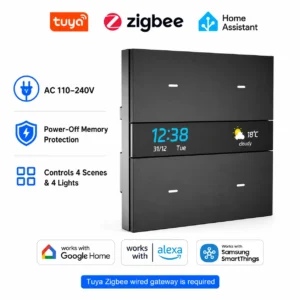 M8 pro Zigbee smart switch panel 4 Gang Tuya Intelligent Wall Electric Light Switch Voice App Control Works Alexa for Home Hotel