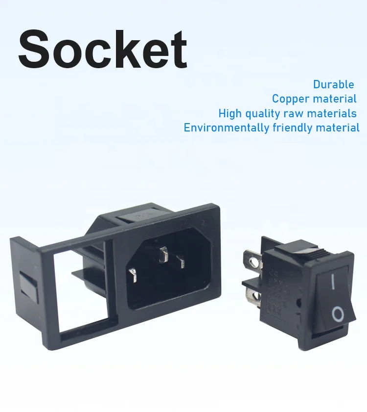 AC Power Socket Green Rocker Switch 15A 250V IEC320 C14 Wall Push Button Interrupteur Smart Life Home - الصورة 6
