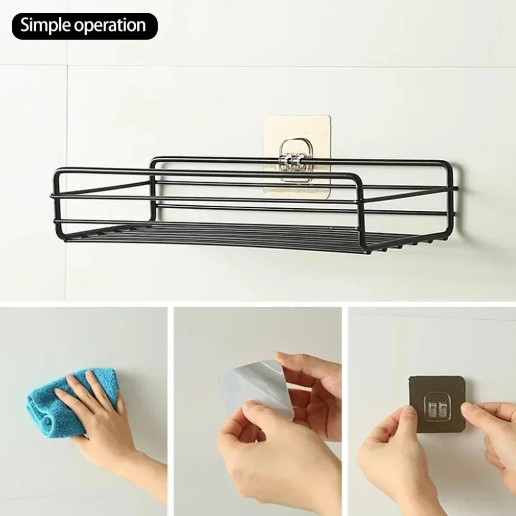 5pcs Wall Adhesive Hooks Transparent Wire Shelf Rack Hook Wall Mount Free Punch Kitchen Bathroom Non Trace Stickers Holder - الصورة 5