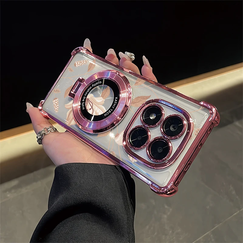 Shockproof Phone Case For Xiaomi Redmi 10 4G 9AT 9A Sport 9C NFC 10C 9i 9 Prime Flower Print Stand Holder Plating Soft Cover