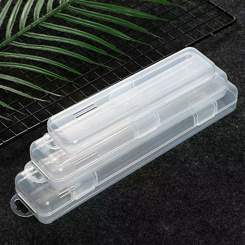 Portable Makeup Brush Organizer Eyebrow Pencil Tableware Chopsticks Transparent With Cover Storage Box Kitchen Accessories