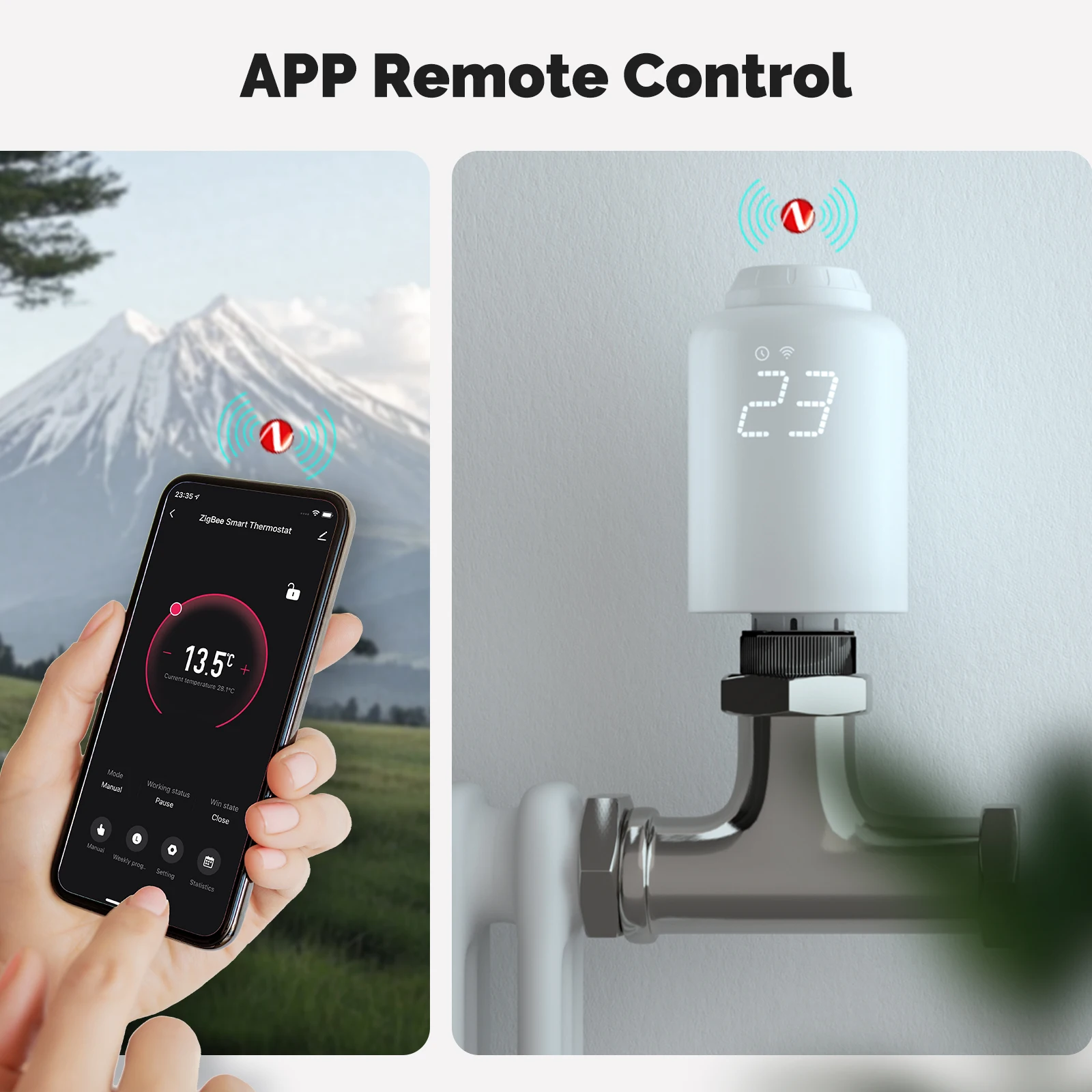 MOES TRV Tuya ZigBee Thermostatic Radiator Valve SmartLife Wireless Remote Heating Temperature Controller Alexa Voice Control - الصورة 3