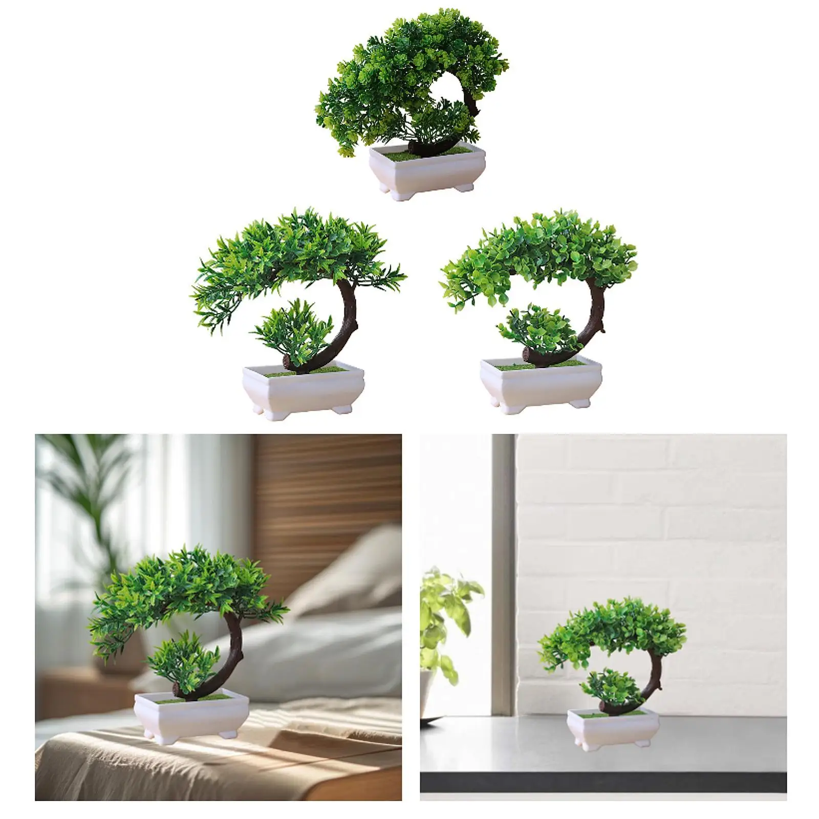 Artificial Plants in Pot Green Ornament Planter Artificial Plant for Bathroom Corner Outside Shelf Kitchen Housewarming Gift - الصورة 6