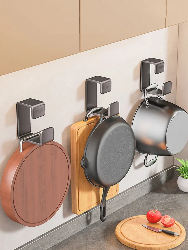 Non-perforated Wall-mounted Kitchen Shelves, Cutting Board Storage Racks, Pot Lid Racks, Hooks, Sink Drain Racks, Kitchen Tools - الصورة 6