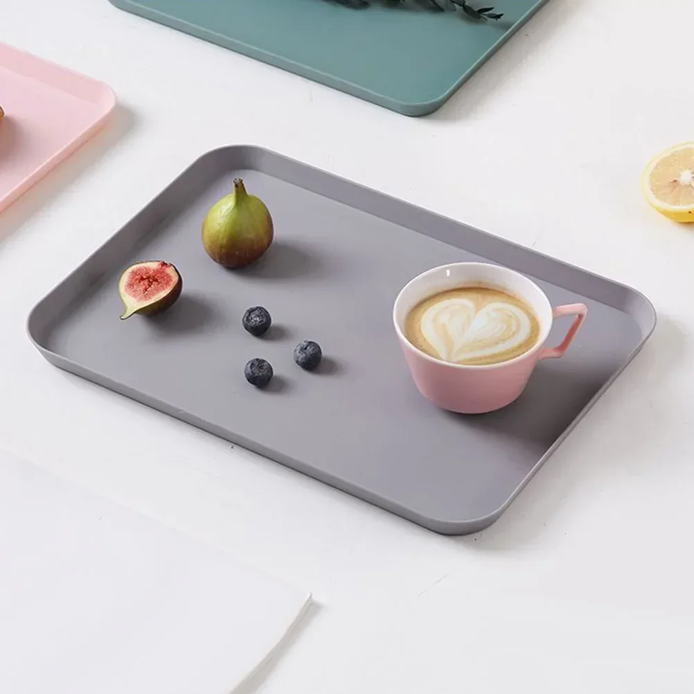Restaurant Plastic Serving Tray Home Tea Fruit Dessert Tray Anti-Slip Resistant Food Cooking Storage Tray Kitchen Organizer - الصورة 4