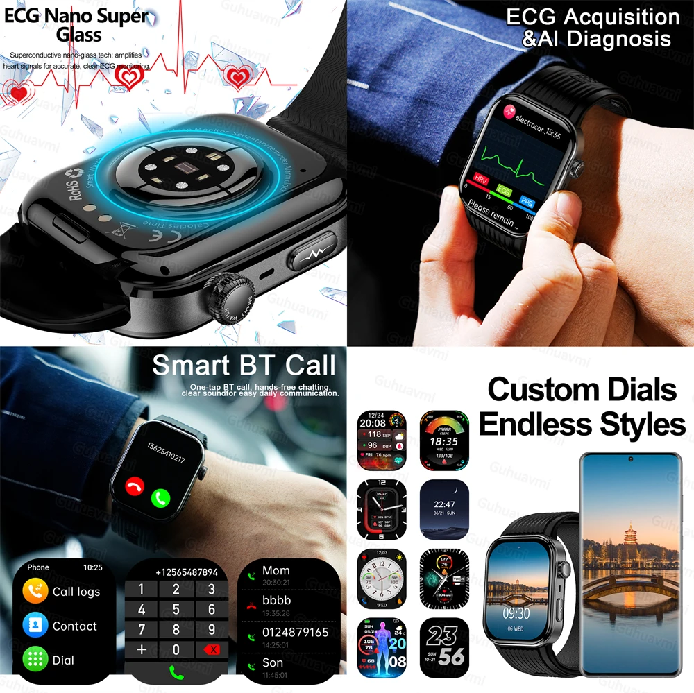 ECG Smartwatch AMOLED Screen Airbag air pump Smartwatch Blood Pressure Measure Micro physical examination Smart Watch Men women - الصورة 6